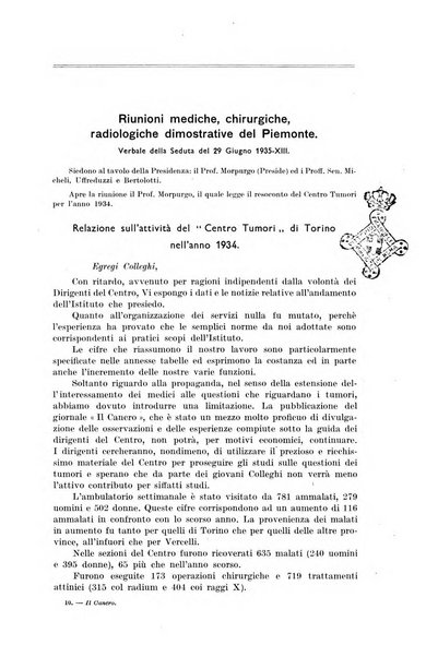 Il Cancro rivista trimestrale del centro per lo studio, diagnosi e cura dei tumori