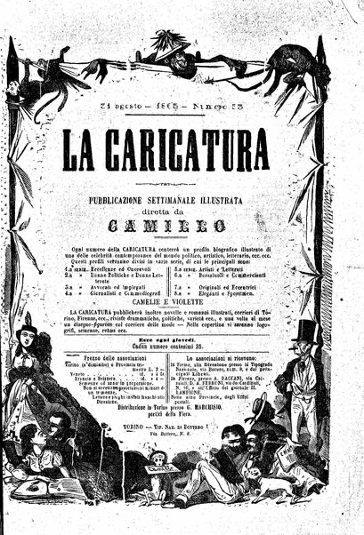 La caricatura : pubblicazione settimanale di profili biografici contemporanei illustrati da Camillo Teja , Virginio, Mario, Crac ed altri artisti