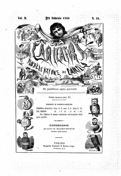 La caricatura : pubblicazione settimanale di profili biografici contemporanei illustrati da Camillo Teja , Virginio, Mario, Crac ed altri artisti