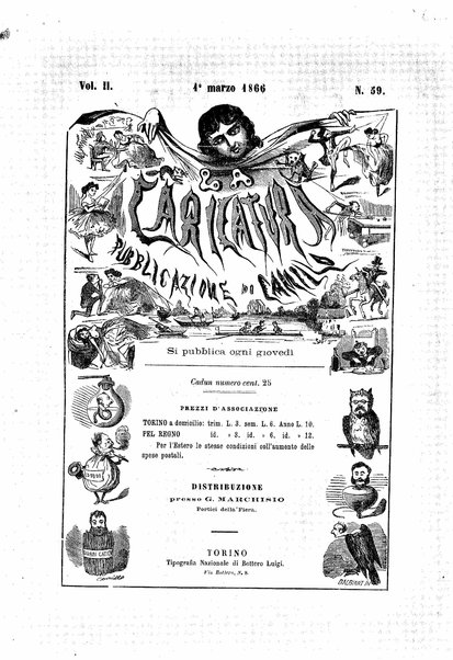 La caricatura : pubblicazione settimanale di profili biografici contemporanei illustrati da Camillo Teja , Virginio, Mario, Crac ed altri artisti