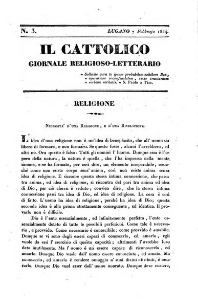 Il cattolico giornale religioso-letterario