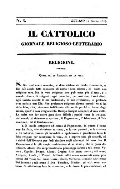 Il cattolico giornale religioso-letterario