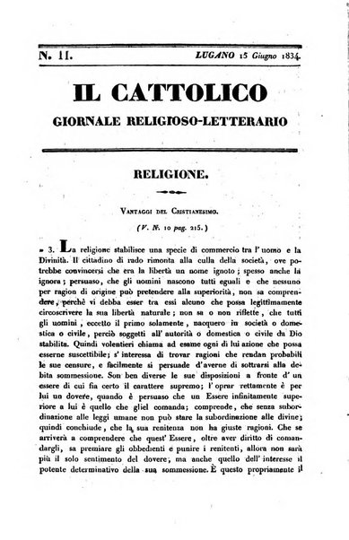 Il cattolico giornale religioso-letterario