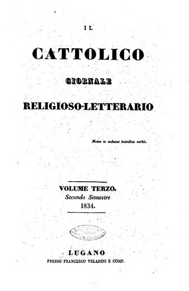 Il cattolico giornale religioso-letterario