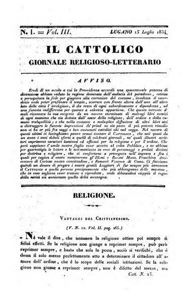 Il cattolico giornale religioso-letterario