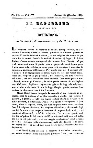 Il cattolico giornale religioso-letterario