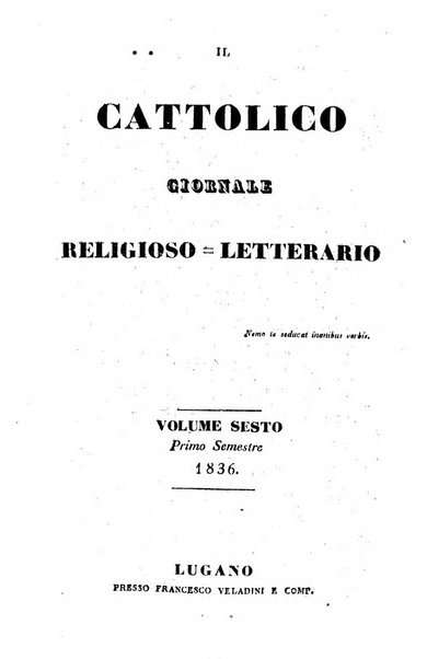 Il cattolico giornale religioso-letterario