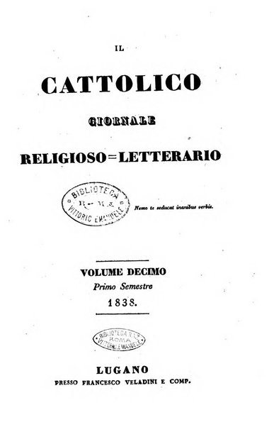 Il cattolico giornale religioso-letterario