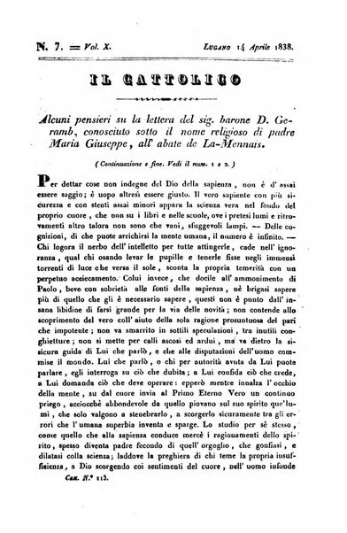 Il cattolico giornale religioso-letterario