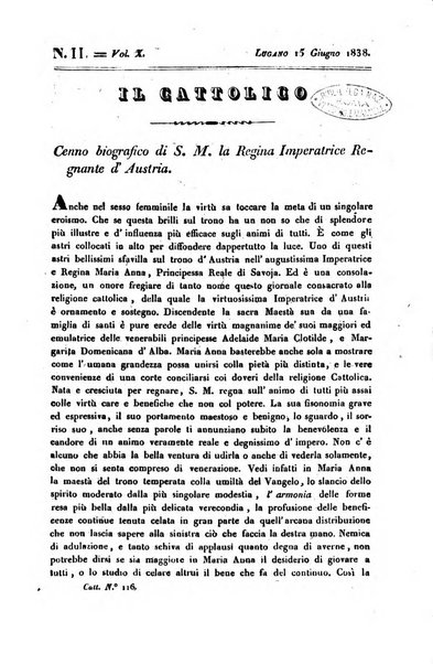 Il cattolico giornale religioso-letterario