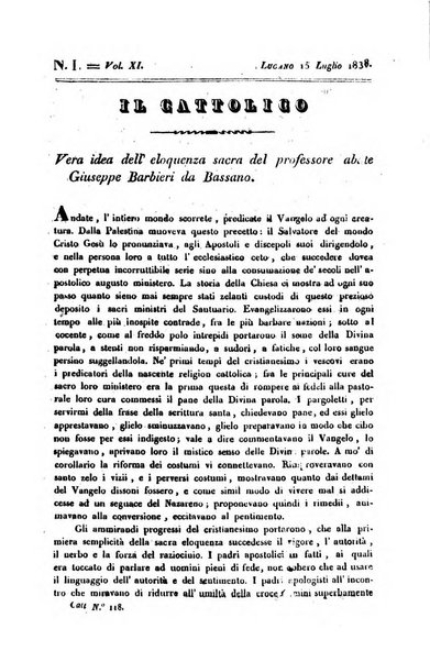 Il cattolico giornale religioso-letterario