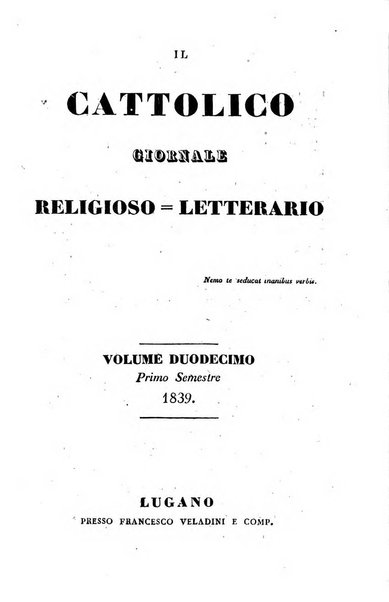 Il cattolico giornale religioso-letterario