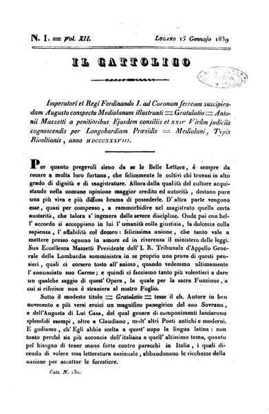 Il cattolico giornale religioso-letterario