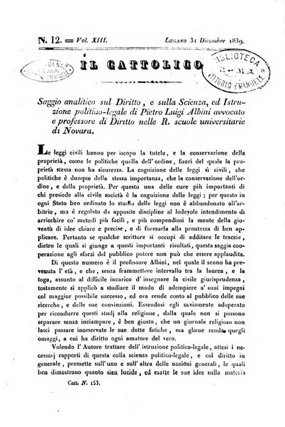 Il cattolico giornale religioso-letterario