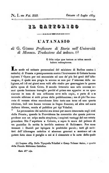 Il cattolico giornale religioso-letterario