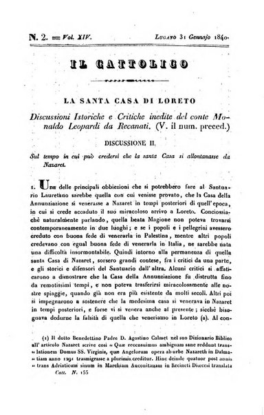 Il cattolico giornale religioso-letterario