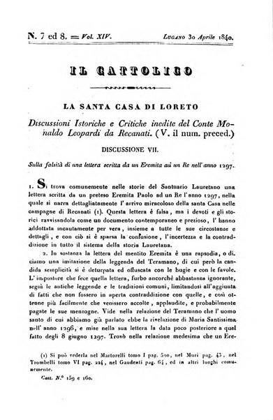 Il cattolico giornale religioso-letterario