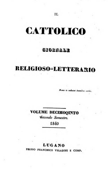 Il cattolico giornale religioso-letterario