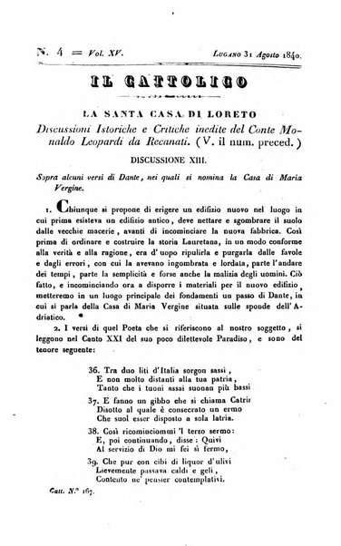 Il cattolico giornale religioso-letterario