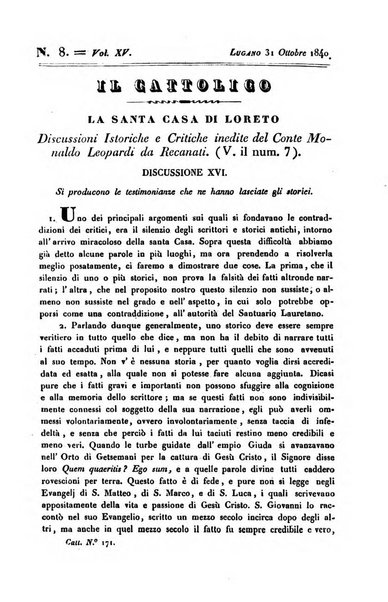 Il cattolico giornale religioso-letterario