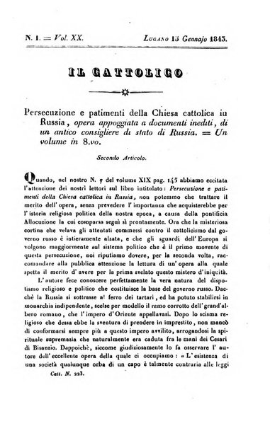 Il cattolico giornale religioso-letterario