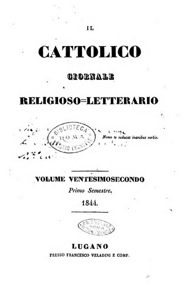 Il cattolico giornale religioso-letterario