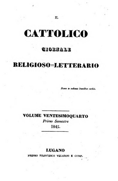 Il cattolico giornale religioso-letterario