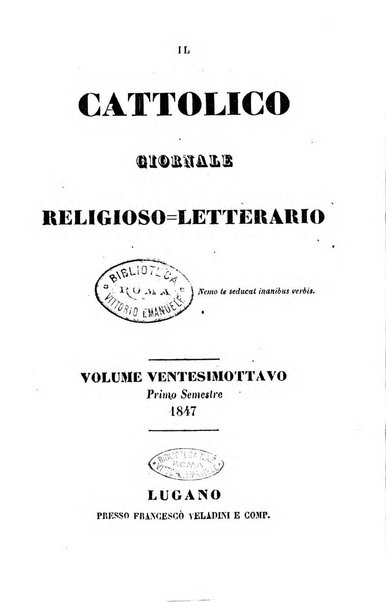 Il cattolico giornale religioso-letterario