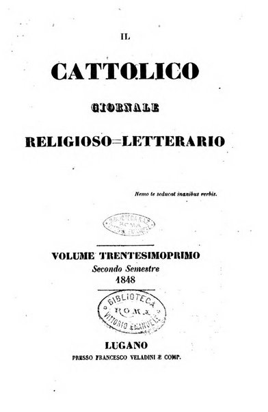 Il cattolico giornale religioso-letterario