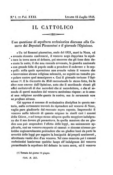 Il cattolico giornale religioso-letterario