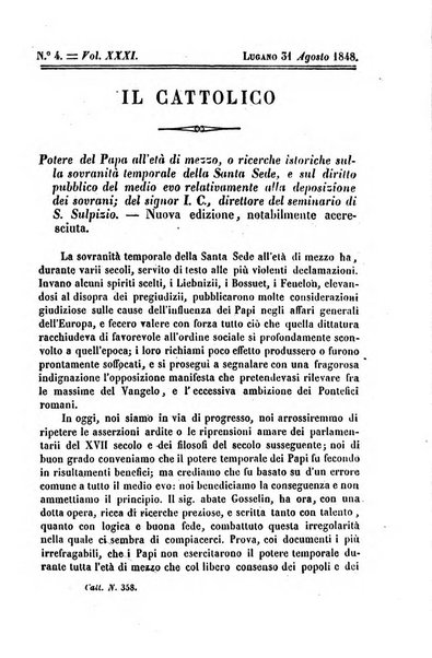 Il cattolico giornale religioso-letterario