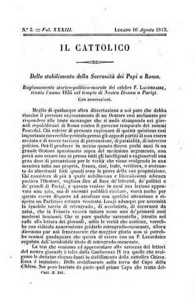 Il cattolico giornale religioso-letterario