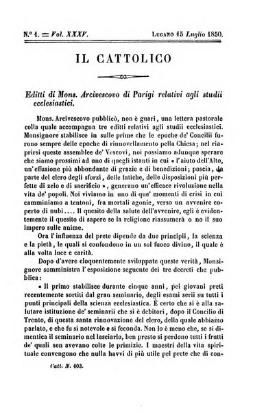 Il cattolico giornale religioso-letterario