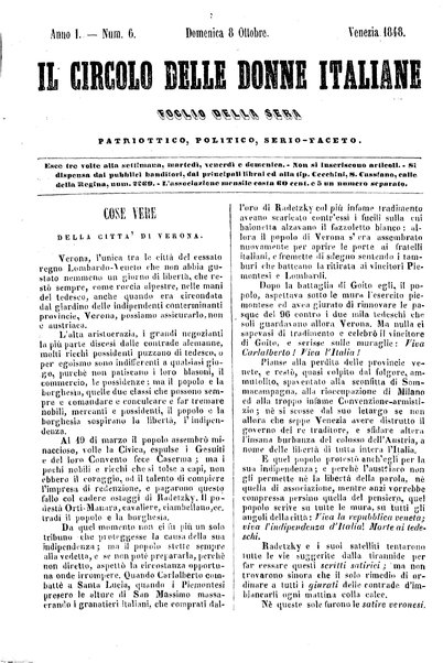 Il circolo delle donne italiane : foglio della sera patriottico, politico, serio-faceto