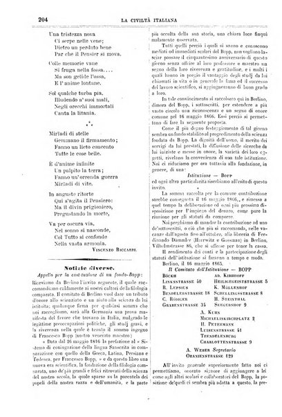 La civiltà italiana giornale di scienze, lettere ed arti