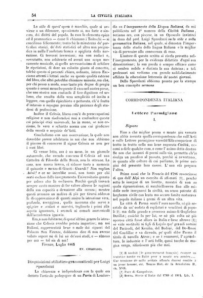 La civiltà italiana giornale di scienze, lettere ed arti