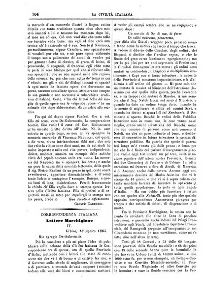 La civiltà italiana giornale di scienze, lettere ed arti