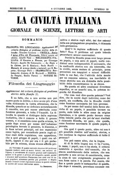 La civiltà italiana giornale di scienze, lettere ed arti