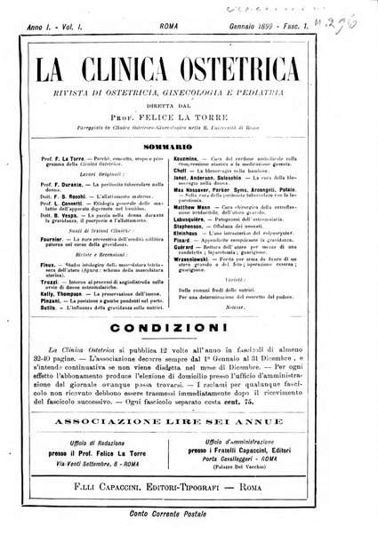 La clinica ostetrica rivista di ostetricia, ginecologia e pediatria. - A. 1, n. 1 (1899)-a. 40, n. 12 (dic. 1938)