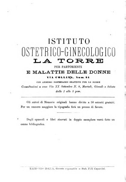 La clinica ostetrica rivista di ostetricia, ginecologia e pediatria. - A. 1, n. 1 (1899)-a. 40, n. 12 (dic. 1938)