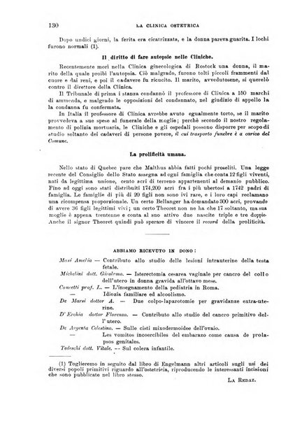 La clinica ostetrica rivista di ostetricia, ginecologia e pediatria. - A. 1, n. 1 (1899)-a. 40, n. 12 (dic. 1938)