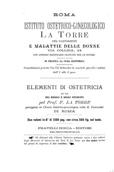 La clinica ostetrica rivista di ostetricia, ginecologia e pediatria. - A. 1, n. 1 (1899)-a. 40, n. 12 (dic. 1938)