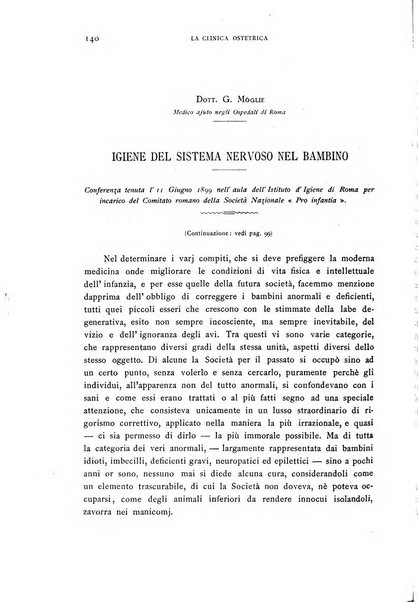 La clinica ostetrica rivista di ostetricia, ginecologia e pediatria. - A. 1, n. 1 (1899)-a. 40, n. 12 (dic. 1938)