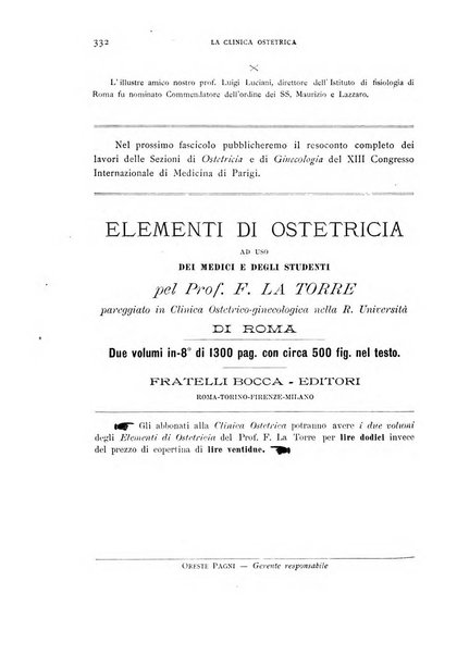 La clinica ostetrica rivista di ostetricia, ginecologia e pediatria. - A. 1, n. 1 (1899)-a. 40, n. 12 (dic. 1938)