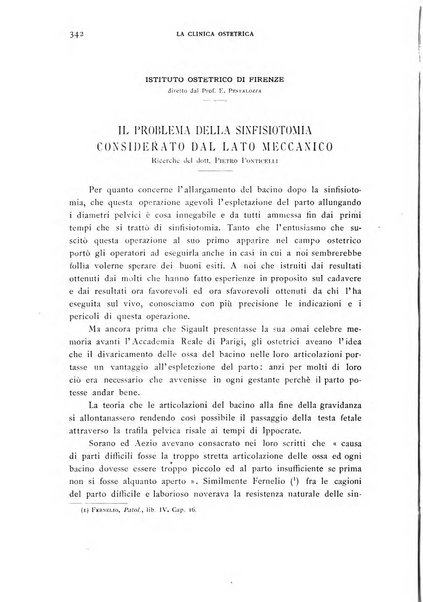 La clinica ostetrica rivista di ostetricia, ginecologia e pediatria. - A. 1, n. 1 (1899)-a. 40, n. 12 (dic. 1938)