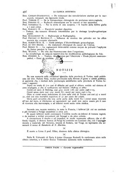 La clinica ostetrica rivista di ostetricia, ginecologia e pediatria. - A. 1, n. 1 (1899)-a. 40, n. 12 (dic. 1938)