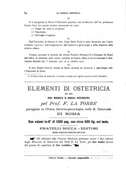 La clinica ostetrica rivista di ostetricia, ginecologia e pediatria. - A. 1, n. 1 (1899)-a. 40, n. 12 (dic. 1938)