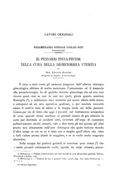 La clinica ostetrica rivista di ostetricia, ginecologia e pediatria. - A. 1, n. 1 (1899)-a. 40, n. 12 (dic. 1938)