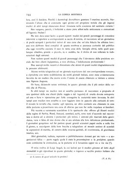 La clinica ostetrica rivista di ostetricia, ginecologia e pediatria. - A. 1, n. 1 (1899)-a. 40, n. 12 (dic. 1938)