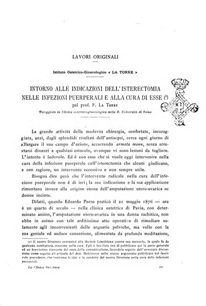 La clinica ostetrica rivista di ostetricia, ginecologia e pediatria. - A. 1, n. 1 (1899)-a. 40, n. 12 (dic. 1938)